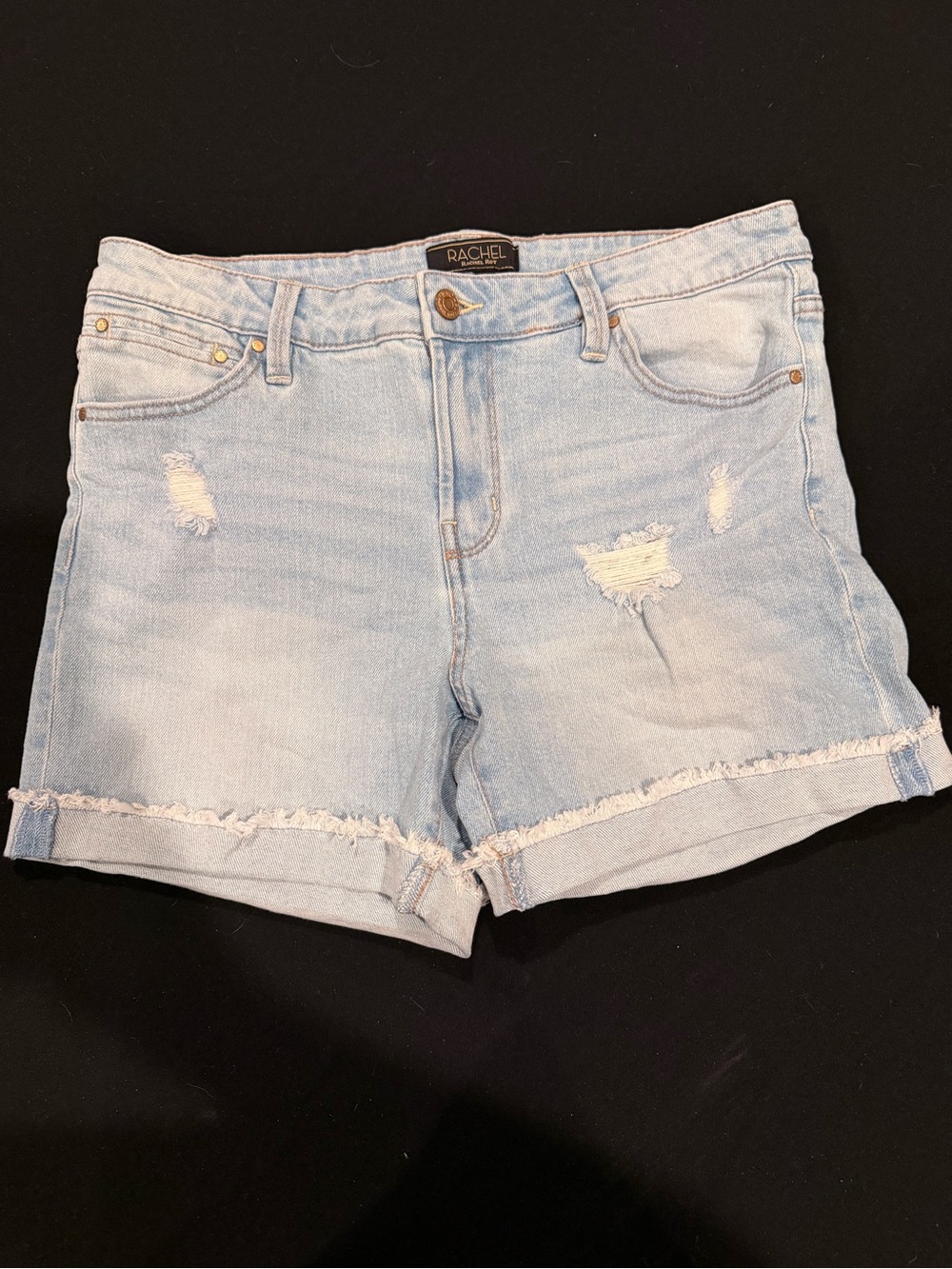Rachel Rachel Roy Distressed Light Wash Cuffed Denim Shorts Size 10/30